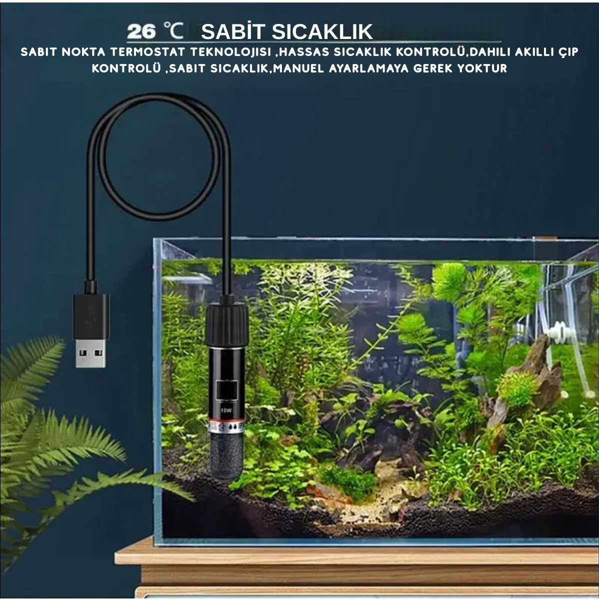 USB Mini Akvaryum Isıtıcı - Balıklarınız için ideal sıcaklık!